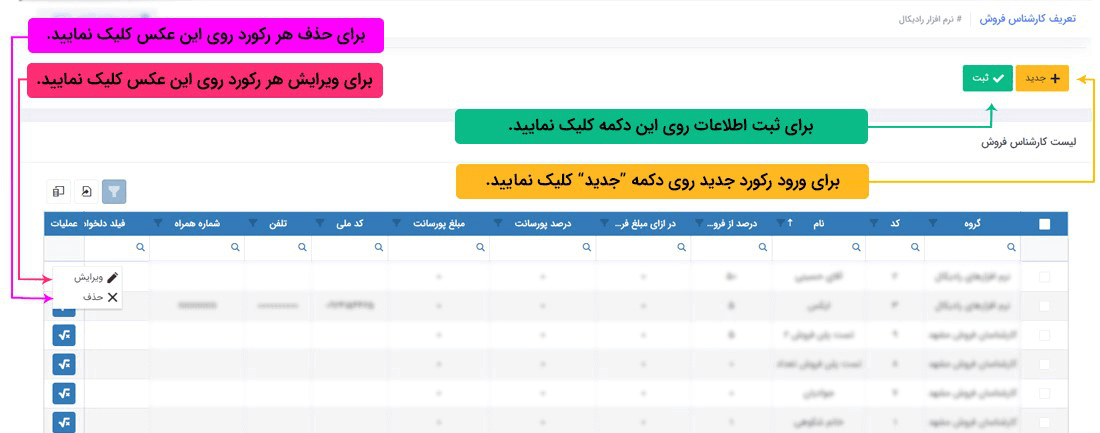 نحوه ثبت اطلاعات: